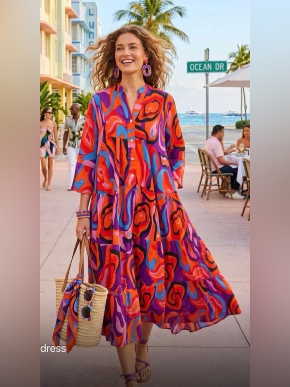 Vibrant Multicolor Abstract Maxi Dress